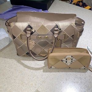 LIKE NEW! Coach Satchel and accordion wallet. Leather with patchwork